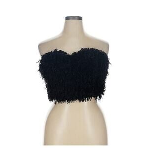 NWT ELOQUII Plus Black Furry Feather-like Bustier Size 14/16 NEW